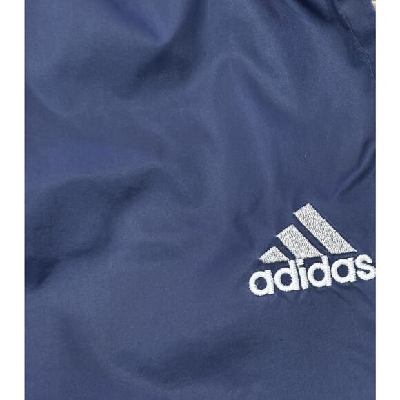 Vintage Adidas Track Pants Large Navy Blue Unlined White Stripes Ankle Zippers - Picture 8 of 9